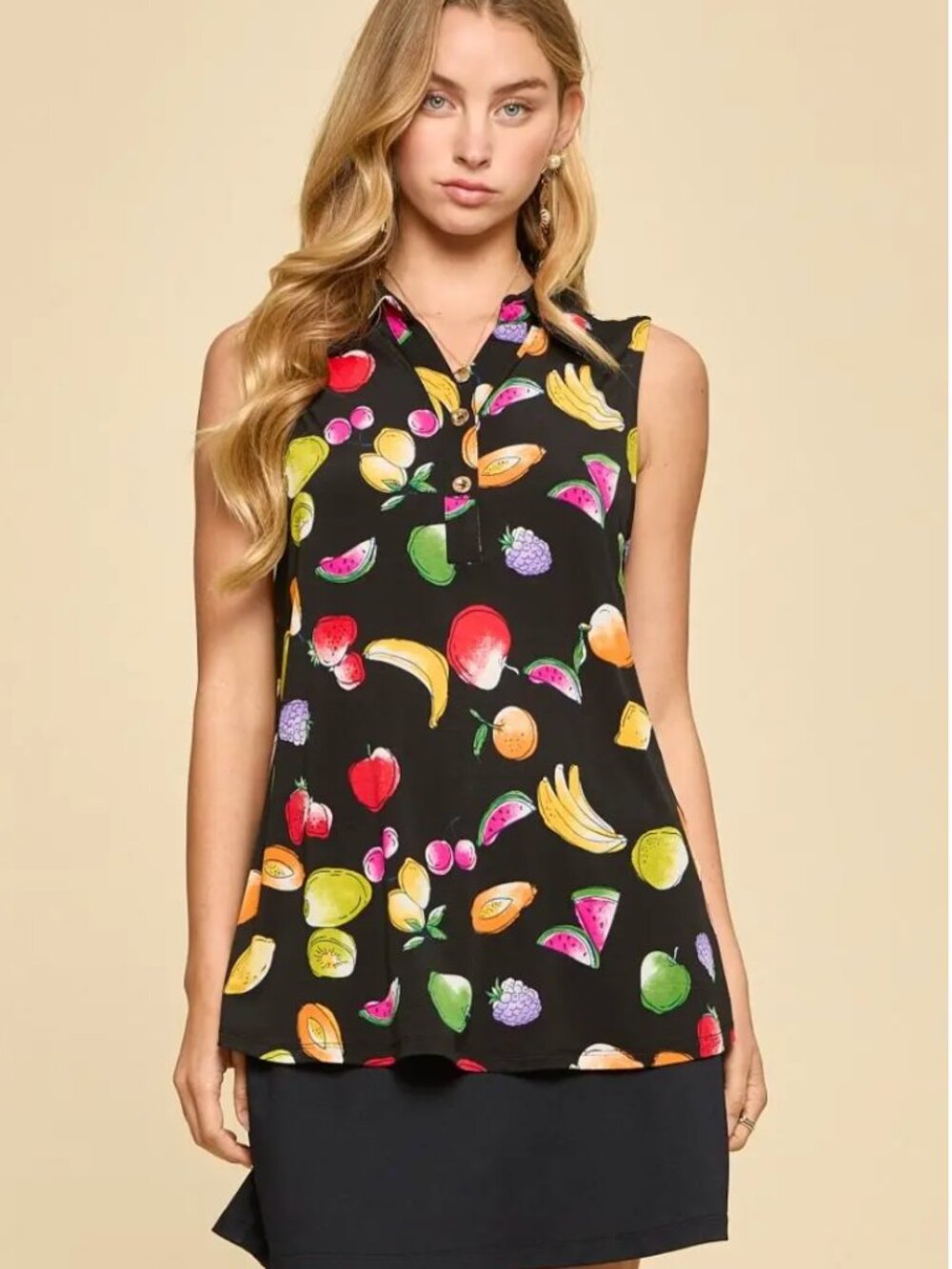 NEW! DEAR SCARLETT Seaspray Top in Fruit Basket Size XL - Picture 2 of 3
